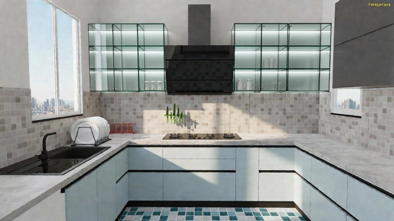 Updated Design with Glass Shelf Doors